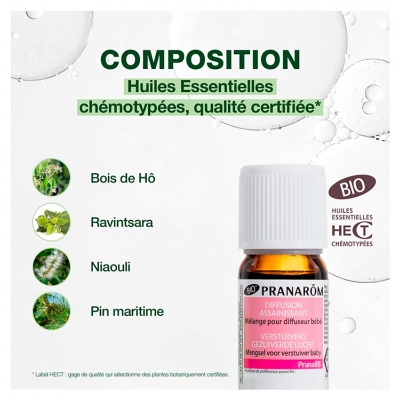 Pranarôm PranaBB Diffusion Assainissant Mélange pour Diffuseur Bébé Bio 10 ml