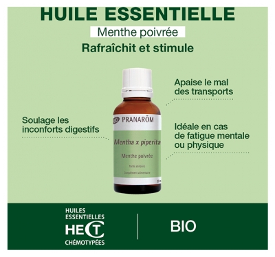 Pranarôm Huile Essentielle Menthe Poivrée (Mentha x piperita) Bio 30 ml