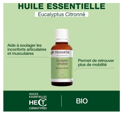 Pranarôm Huile Essentielle Eucalyptus Citronné (Eucalyptus citriodora) Bio 30 ml