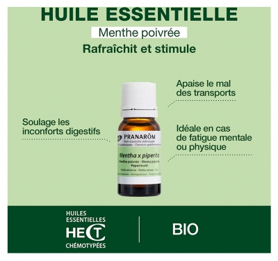 Pranarôm Huile Essentielle Menthe Poivrée (Mentha x piperita) Bio 5 ml