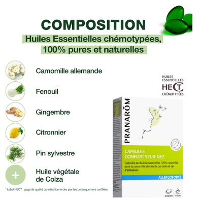 Pranarôm Allergoforce Capsules Confort Yeux-Nez 30 Capsules