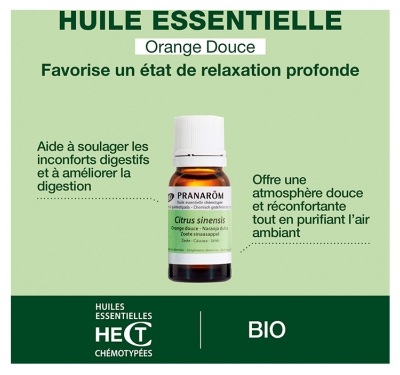Pranarôm Huile Essentielle Orange Douce (Citrus sinensis) Bio 10 ml