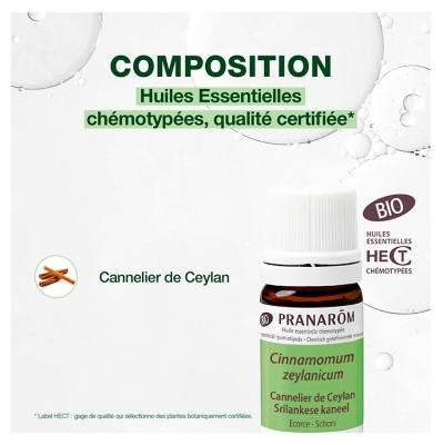 Pranarôm Huile Essentielle Cannelier de Ceylan (Cinnamomum zeylanicum/verum) Bio 5 ml