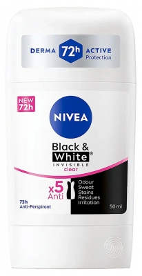 Nivea Black & White Invisible Antiperspirants 72H 50 ml