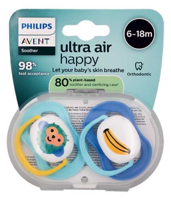 Avent Ultra Air Happy 2 Sucettes Orthodontic 6-18 Miesięcy