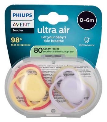 Avent Ultra Air 2 Lollipops Ortodontiche 0-6 Mesi - Colore: Giallo e malva