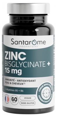 Santarome Sinkki Bisglysinaatti+ 15 mg 60 Kapselia