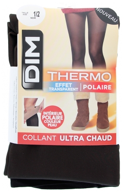 DIM Thermo-Effekt-Fleece-Strumpfhose Transparent Schwarz 1 Paar - Größe: 1/2