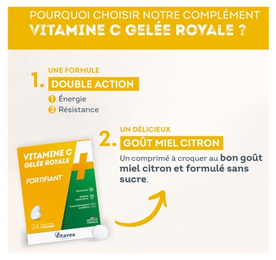Vitavea Vitamine C + Gelée Royale Fortifiant 24 Comprimés à Croquer