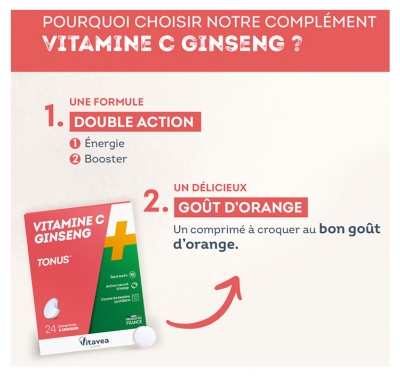 Vitavea Vitamine C Ginseng 24 Comprimés à Croquer