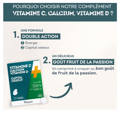 Vitavea Vitamine C Calcium Vitamine D 24 Comprimés à Croquer