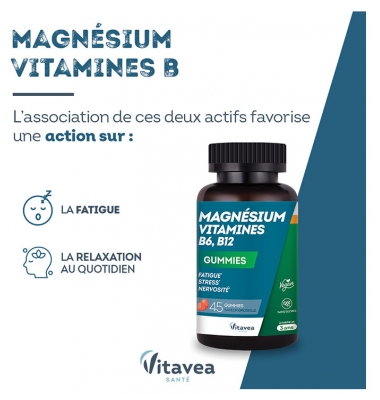 Vitavea Magnésium Vitamines B6 B12 45 Gummies