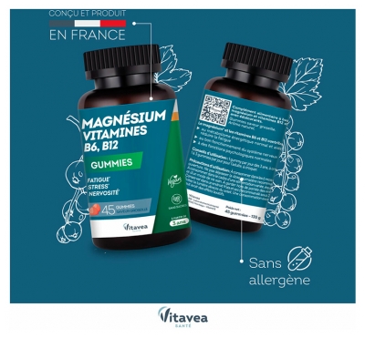 Vitavea Magnésium Vitamines B6 B12 45 Gummies