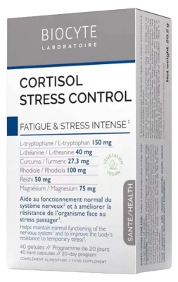 Biocyte Cortisol Stress Control Anti Fatigue & Stress Intense 40 Gélules