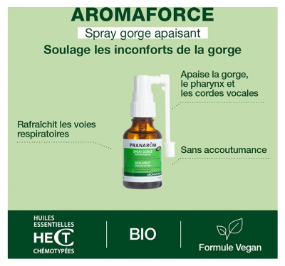 Pranarôm Aromaforce Spray Gorge Apaise la Gorge Bio 15 ml