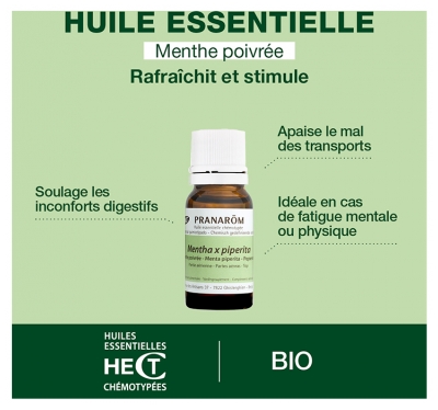 Pranarôm Huile Essentielle Menthe Poivrée (Mentha x piperita) Bio 10 ml