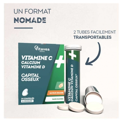 Vitavea Vitamine C Calcium Vitamine D 24 Comprimés à Croquer