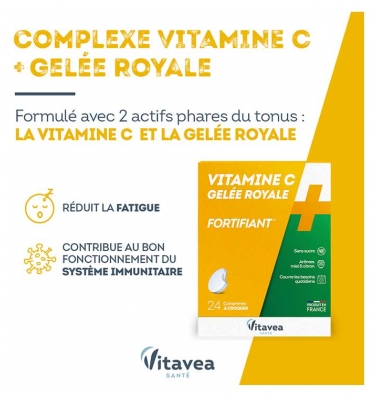 Vitavea Vitamine C + Gelée Royale Fortifiant 24 Comprimés à Croquer