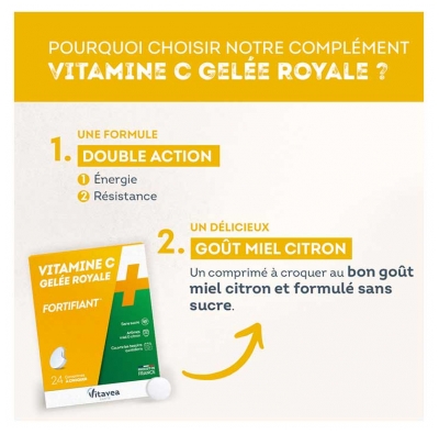 Vitavea Vitamine C + Gelée Royale Fortifiant 24 Comprimés à Croquer