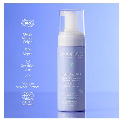 Sanoflore Hydra Ciana Mousse Démaquillante Douceur Bio 150 ml