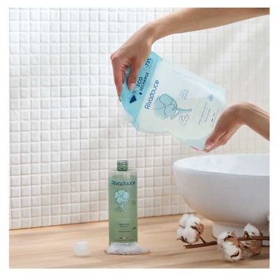 Rivadouce Douchegel 3in1 Katoen & Amandel Eco-Navulling 750 ml