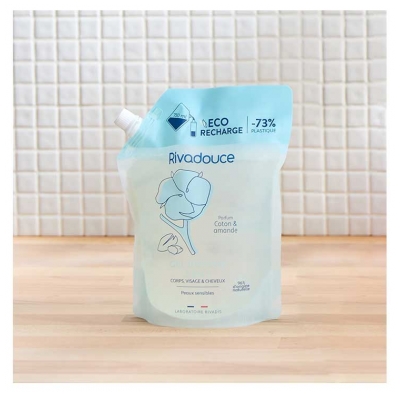 Rivadouce Douchegel 3in1 Katoen & Amandel Eco-Navulling 750 ml