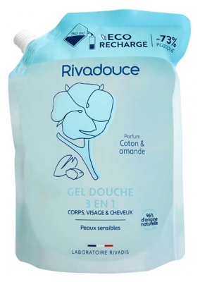 Rivadouce Gel Douche 3en1 Coton & Amande Éco-Recharge 750 ml