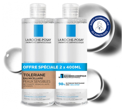 La Roche-Posay Tolériane Eau Micellaire Peaux Sensibles Lot de 2 x 400 ml