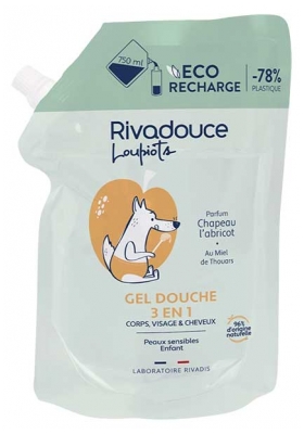Rivadouce Les Loupiots Gel Douche 3en1 Chapeau l'Abricot Éco-Recharge 750 ml
