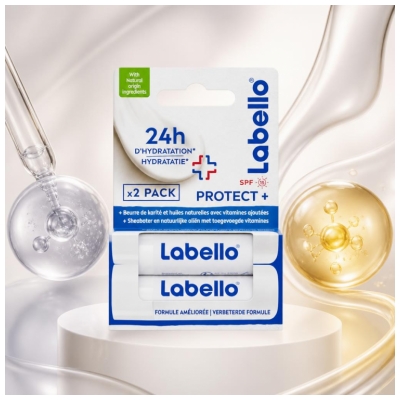 Labello Protect+ Læbepomader SPF15 Pakke med 2 x 4,8 g