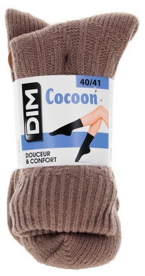 DIM Chaussettes Cocoon Marron Bois - Taille : 40/41