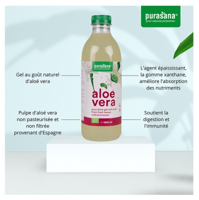 Purasana Aloé Vera Gel à Boire avec Pulpe Bio 1 L