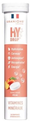 Granions HyDrop Vitamines Minéraux 20 Comprimés Effervescents - Goût : Pêche