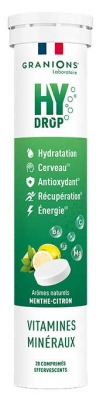 Granions HyDrop Vitaminai Mineralai 20 Putojančių tablečių - Skonis: M?t? ir citrin?