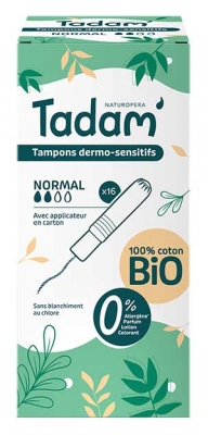 Tadam' Tampones Dermo-Sensibles con Aplicador Normal Bio 16 Tampones