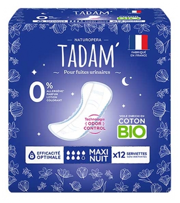 Tadam' Serviettes pour Fuites Urinaires Maxi Nuit 12 Serviettes