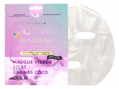Inuwet Frugtkollektion Glødende Ansigtsmaske Ananas Kokosnød 30 ml