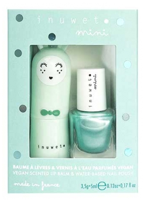 Inuwet Läppbalsam 3,5 g + Parfymerat Vattenbaserat Nagellack Äpple 5 ml Set