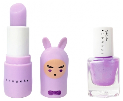Inuwet Mini Estuche de Regalo Bálsamo Labial 3,5 g Malvavisco + Esmalte de Uñas Perfumado con Agua 5 ml Arándano
