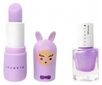 Inuwet Mini Estuche de Regalo Bálsamo Labial 3,5 g Malvavisco + Esmalte de Uñas Perfumado con Agua 5 ml Arándano