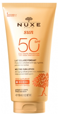 Nuxe Sun Tirpstanti Pieno Tekstūros Apsauga Nuo Saulės Veidui Ir Kūnui SPF50 150 ml