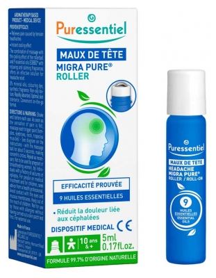 Puressentiel Maux de Tête Roller Migra Pure aux 9 Huiles Essentielles 5 ml