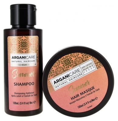 Arganicare Summer Hydraterende After-Sun Shampoo met Tiaré-extract 100 ml + Herstellend Masker 100 ml