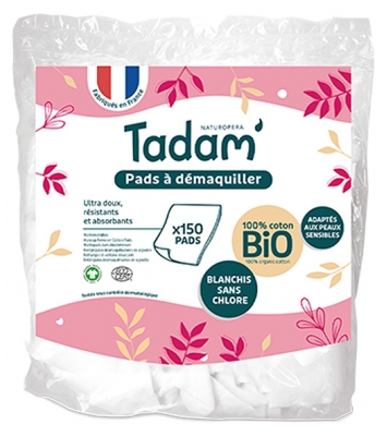 Tadam' Toallitas Desmaquillantes de Algodón Ecológico 150 Unidades