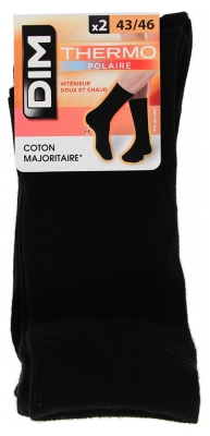DIM Miesten Thermo Fleece Mustat sukat 2 paria - Koko: 43/46