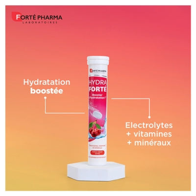 Forté Pharma Hydra Forté Booster d'Hydratation 24 Comprimés Effervescents - Goût : Cerise