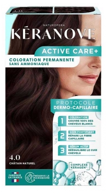 Kéranove Active Care+ Coloration Permanente 152 ml - Coloration : 4.0 Châtain Naturel