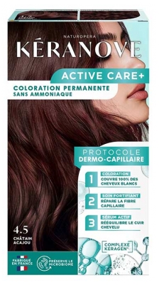 Kéranove Active Care+ Coloration Permanente 152 ml - Coloration : 4.5 Châtain Acajou