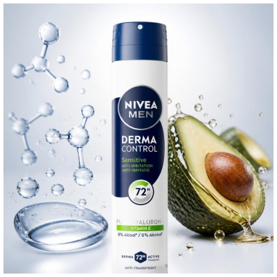 Nivea Men Derma Control Sensitive Déodorant Anti-Transpirant 72H Spray 200 ml