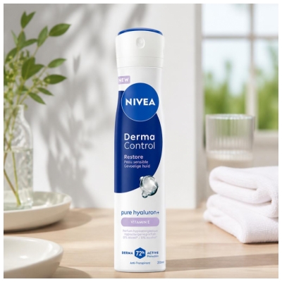 Nivea Derma Controle Restore Deodorant Antiperspirant za občutljivo kožo 72H Spray 200 ml
